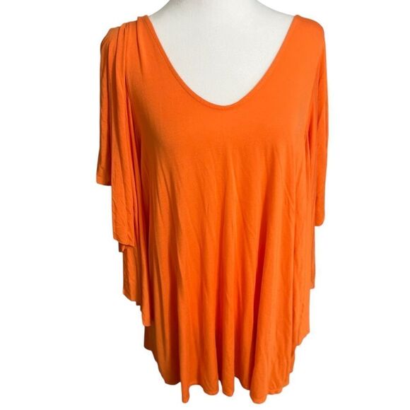 Free People Small Beach Orange Khana Crew Neck Sleeve Tunic Top Mini Dress - Picture 10 of 11